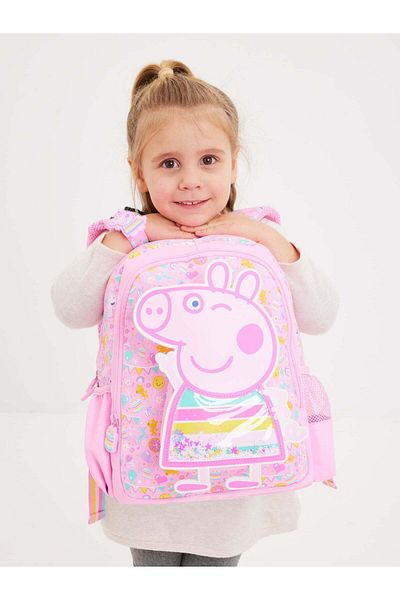 SMIGGLE Girl's Licensed Pink School Bag with Peppa Pig Applique