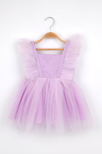 Le Mabelle Lilac dívčí šaty s tylovými rameny - Caroline