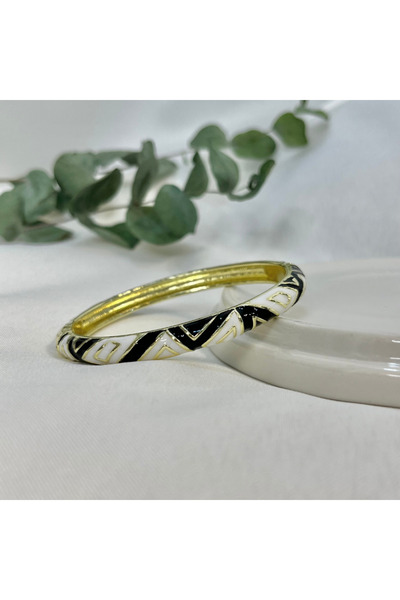 Elifsu Jewelry Enameled Steel Bracelet Special Patterned