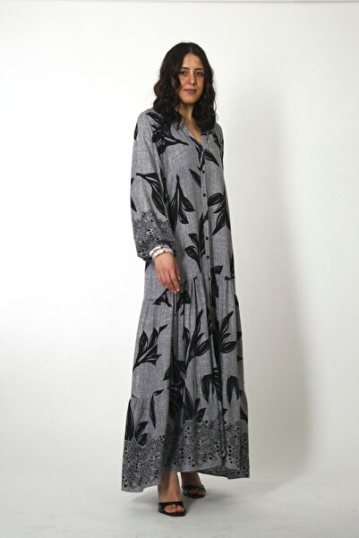 ABBRA Women's Prevailing Collar Buttoned Front Belted 100% Viscose Summer Dress