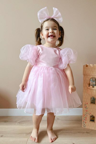 Le Mabelle Pink Crowned Organza Girl's Party Dress - Carlene