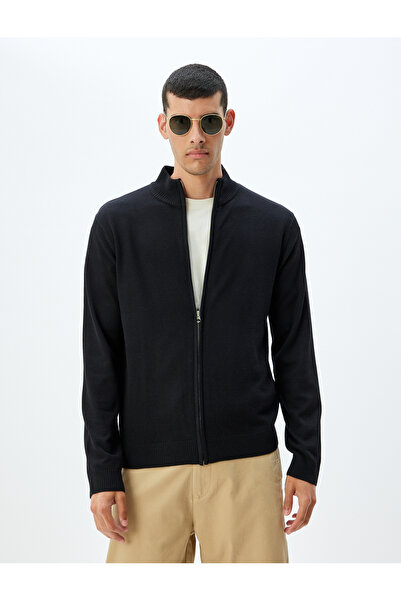 Koton Strickjacke mit Stehkragen und Reißverschluss Basic