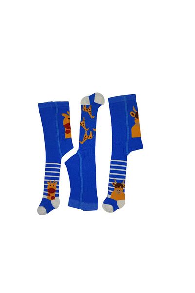 Defne Baby 3 Pieces of Cute Giraffe and Cow Patterned Cotton Boys and Baby Pantyhose