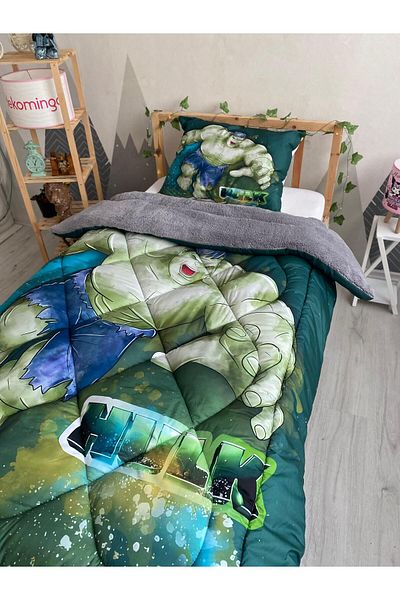 dekomingo Plush Hulk Green Baby and Children's Room Quilted Quilt