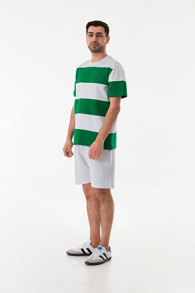 Fulla Moda Μπλουζάκι με ριγέ λαιμόκοψη Oversize