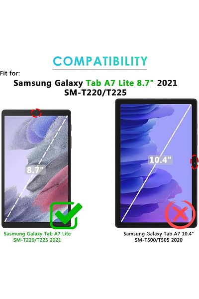 AWH غطاء كتاب دوار 360 درجة لجهاز Samsung Galaxy Tab A7 Lite مقاس 8.7 بوصة (SM-T220/T225/T227)