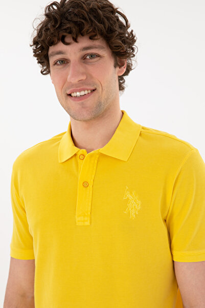 U.S. Polo Assn. Erkek Slim Fit Polo Yaka Sarı Basic Tişört 50294207-VR044