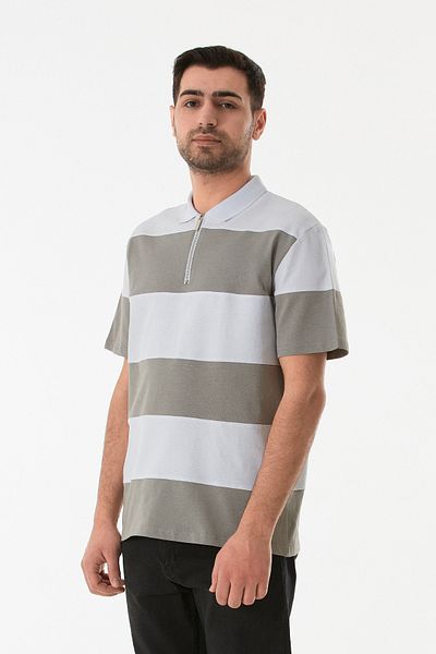 Fulla Moda Μπλουζάκι με μισό φερμουάρ Polo Neck Color Block
