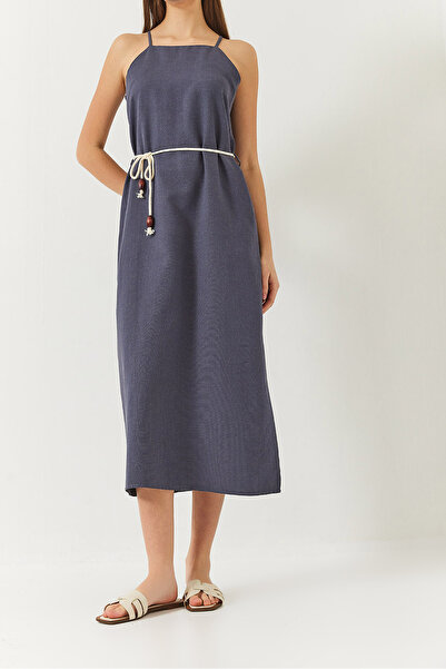 Bianco Lucci Women's Halter Neck Belt Detailed Linen Dress 60261422