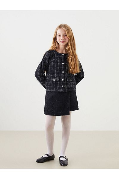 LC Waikiki Lcw Plaid Girls Tweed Jacket Fast Fashion