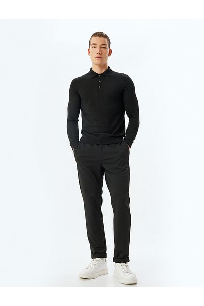 Koton Knitwear Sweater Polo Neck Basic Button Detail