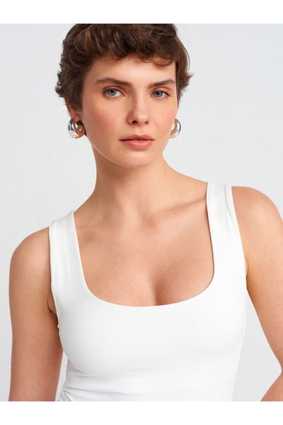 Dilvin 20977 Kalın Askılı Poliamid Atlet-Ekru