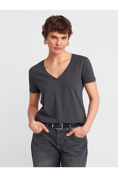 Dilvin 3470 V Basic T-Shirt - Dark Anthracite