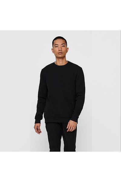Only & Sons Μαύρο ανδρικό φούτερ - 22018683   Onsceres, Crew Neck, Noos