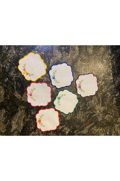 GNR 6 Pcs Linen Linen Fabric Cross Stitch Cocktail Napkin Party Napkin Presentation Napkin