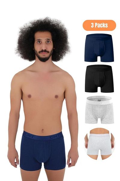 CNT Ανδρικό Boxer 3 τεμαχίων, Ύφασμα 1ης Κατηγορίας, Premium Πακέτο, Special Design. Απλό Lycra Boxer Shorts Προίκα Δώρο