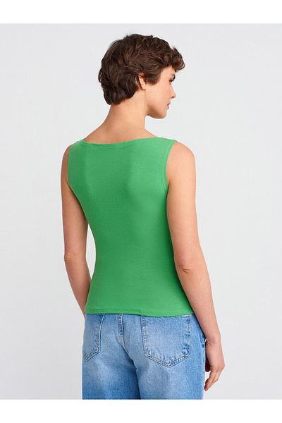 Dilvin 20868 Boat Neck Sleeveless Ball-Green