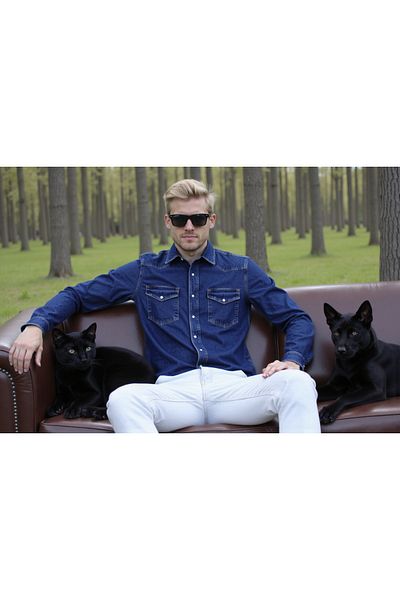 ENZİM JEANS Cămașă confortabilă pentru bărbați, 100% bumbac, denim/blugi