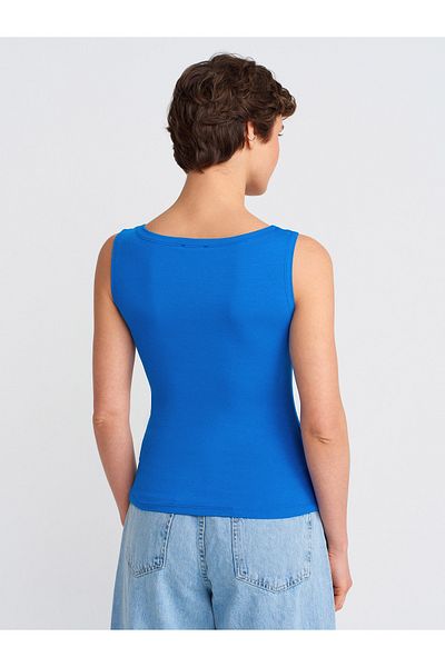 Dilvin 20868 Boat Neck Sleeveless Top-Sax