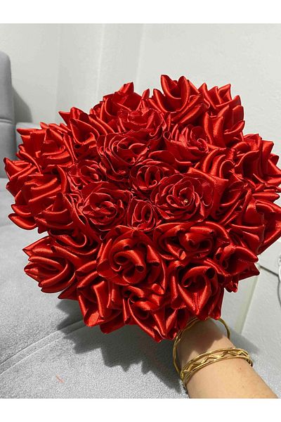 yörük tuhafiye 6 cm Wide Red Satin Ribbon - 10 Meters One Ball