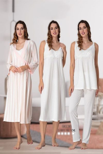LOHOUSE طقم بيجامات للحوامل بحزام إكرو للسيدات مكون من 4 قطع