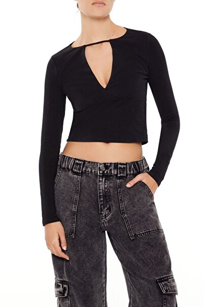 Forever 21 V Yaka Crop Bluz