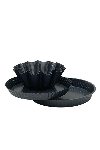 ALMUFARREJ A set of three-piece granite cake molds, black color, of different...