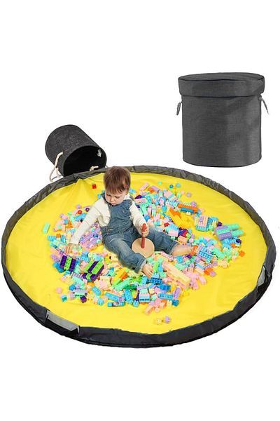 Yelajoy Toy Storage Bag,Outdoor Toy Quick Storage, Portable Play Mat,Toy Storage Bag Drawstring,Black