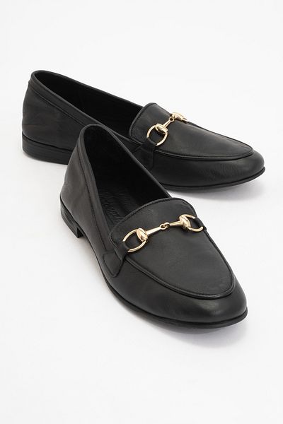 LuviShoes Дамски мокасини с катарама от естествена кожа TREXIE в черно