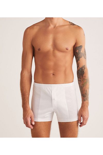 Kom Ανδρικά 100% βαμβακερά Mercerized White άνετα και ποιοτικά Boxer 2 συσκευασιών