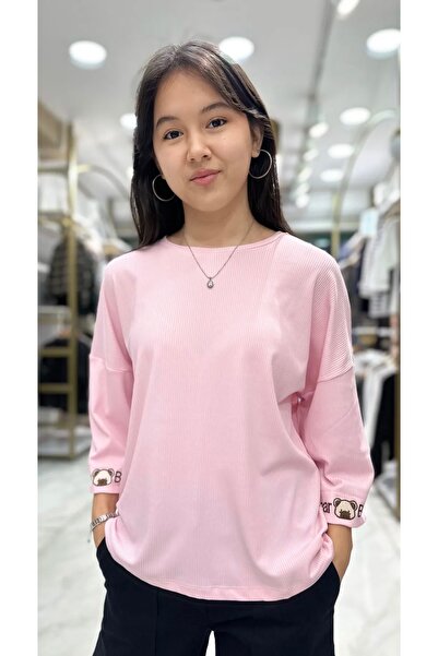 Minimoda Kids Pamuk Polyester Fitilli Kumaştan Nakışlı Bluz