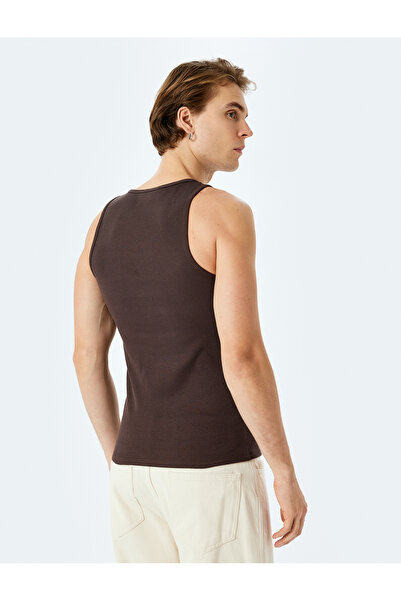 Koton Slim Fit Αμάνικο Μπλουζάκι Basic Crew Neck