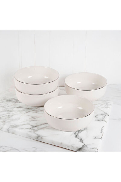 Güral Porselen Bilbao 4 Piece 13 cm New Generation Bowl Silver Gilding 220