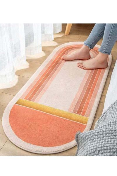 ALMUFARREJ Multicolored soft touch oval rug 160x60 cm