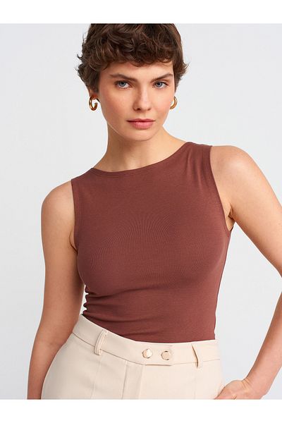 Dilvin 20868 Di̇lvi̇n Boat Neck Sleeveless Top T-Shirt