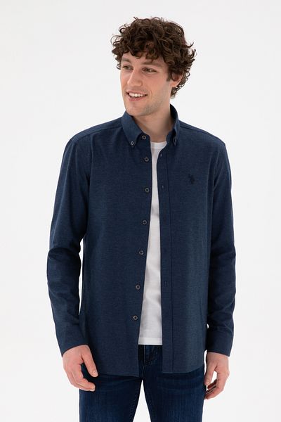 U.S. Polo Assn. Ανδρικό πουκάμισο Navy Blue μακρυμάνικο Basic 50296757 -VR033