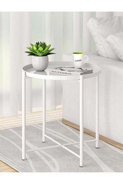 ALMUFARREJ Round Steel Table White 45x53x45cm