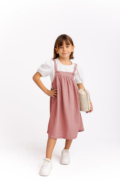 Oliven The Kid Set de haine cu tricou de muselina Dusty Rose