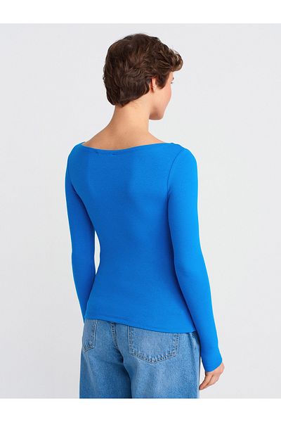 Dilvin 31332 Boat Neck Long Sleeve Top-Saks