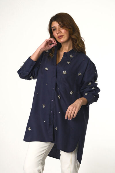 ABBRA Women's Bead Embroidered Shirt