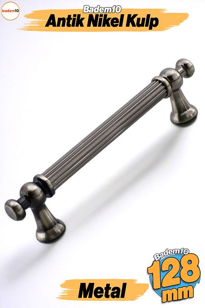 Badem10 Selçuklu Metal nichel antic 128 mm Mobilier Bucătărie Sertar Dulap Dulap Mânere de ușă Mâner