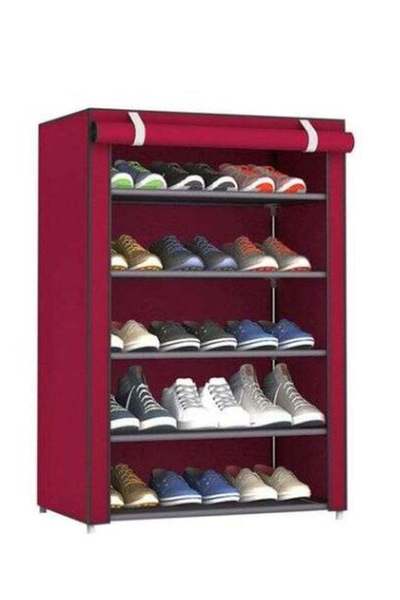 ALMUFARREJ 5-Layer Shoe Rack Red 90x60x30cm