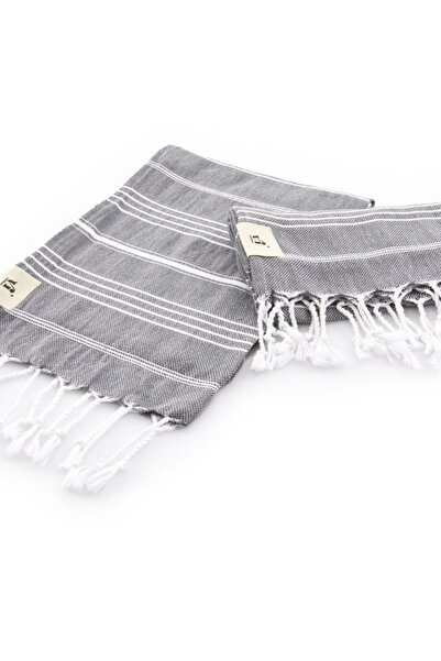 Vi’cotton Муслінова тканина Сіра смугаста скатертина, бігунок 38 X 102 см