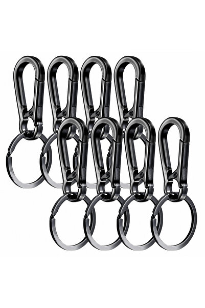 Choice 8 قطع سوداء 8 قطع مشبك حلقة تسلق معدنية على شكل حلقة تسلق حلقة مفاتيح ...