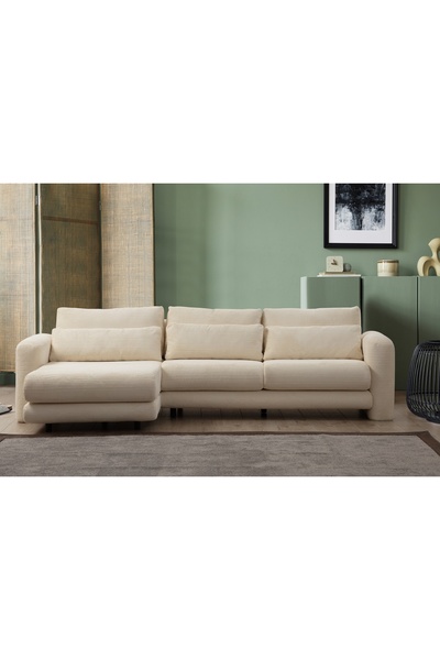 Vivense Lilly Fitilli Köşe Koltuk, Beyaz, Sol Köşe