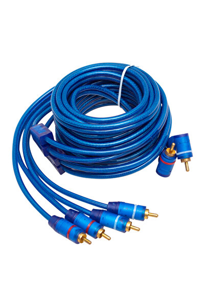 Powermaster PM-425 2 Rca Erkek + 4 Rca Erkek 5 Metre Mavi Kablo