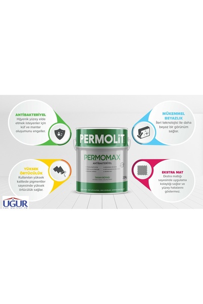 Permolit Permomax Antibakteriyel Antiküf Tavan Boyası 10 Kg Beyaz