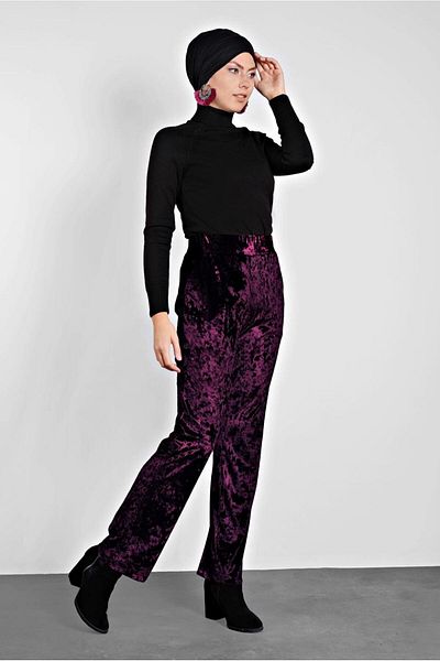 TRENDTESETTÜR Women's Plum Pocket Velvet Pants 7402