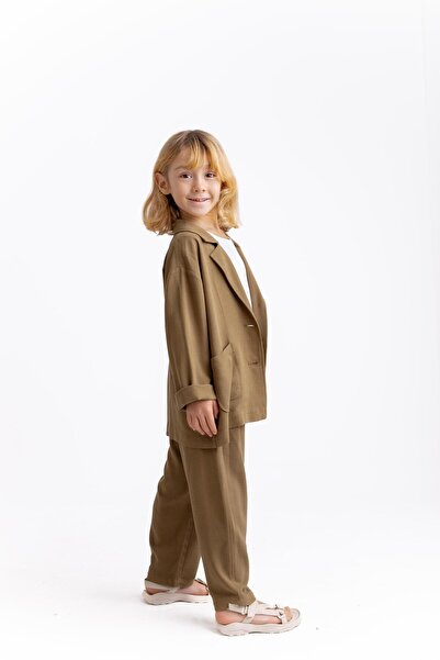 Oliven The Kid Unisex Klasik Keten Pantolon Caramel