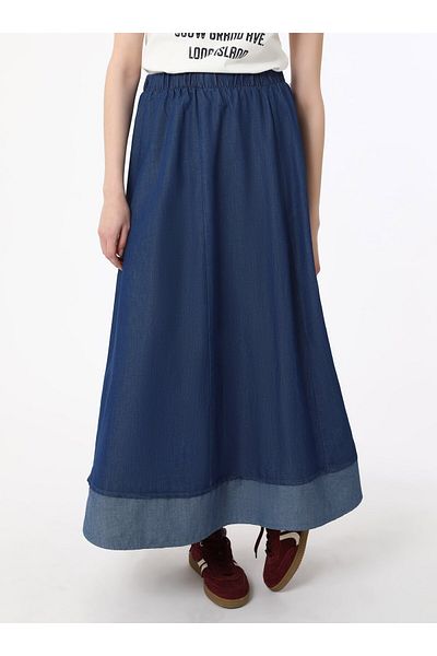 Refka Fusta din denim cu detaliu contrastant - Bleumarin - Refka